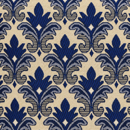 Gobelin Jacquard mit Barock-Ornament in Marineblau auf Beige