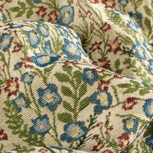 Jacquard Stoff Blumen Beige