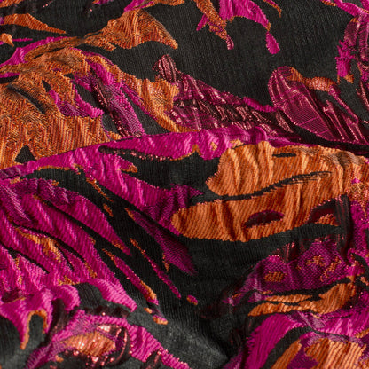 Jacquard Stoff Blumen Fuchsia Lurex