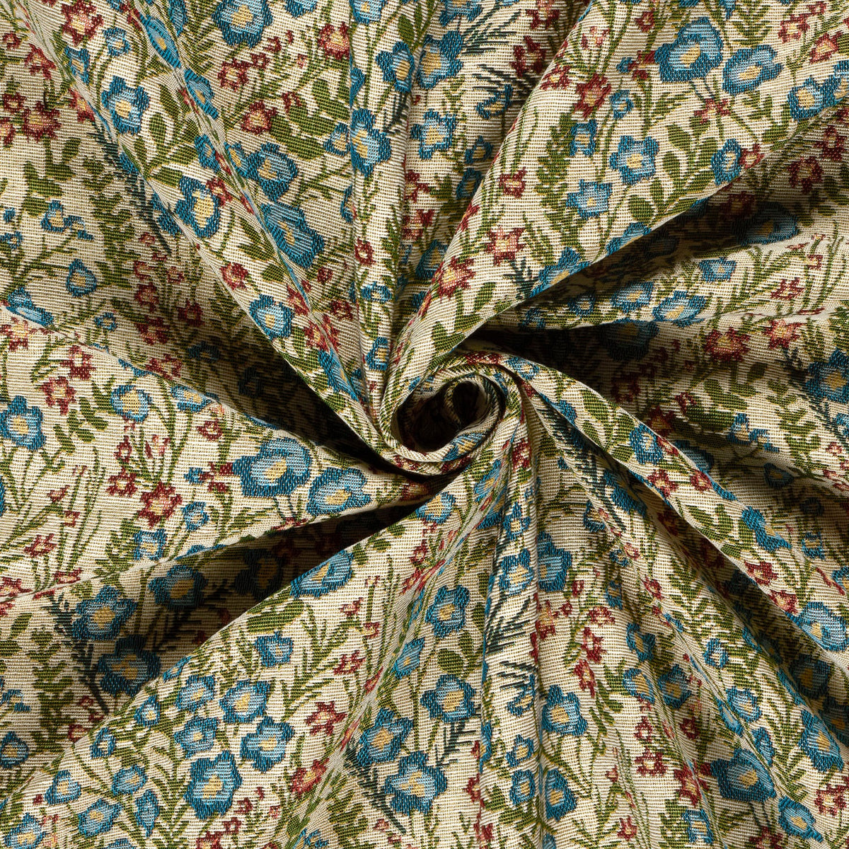 Jacquard Stoff Blumen Beige