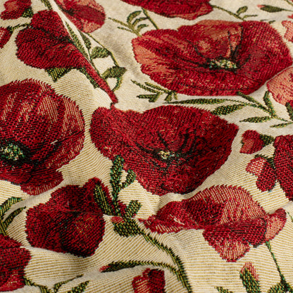 Gobelin Jacquard Blumen Beige – Stoffeya